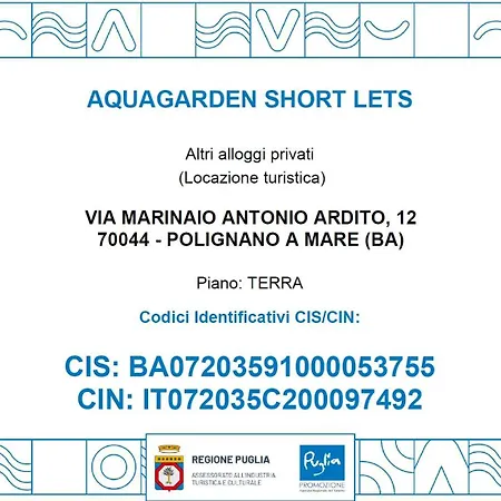 Aquagarden Short Lets 別荘 ポリニャーノ・ア・マーレ